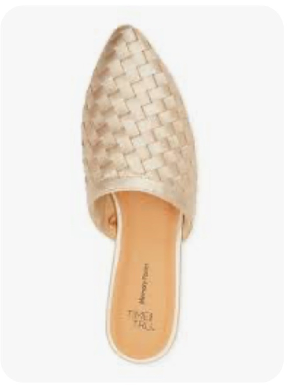 MWOT Time and Tru Metallic Gold Woven Pointed Toe Mule SZ 9